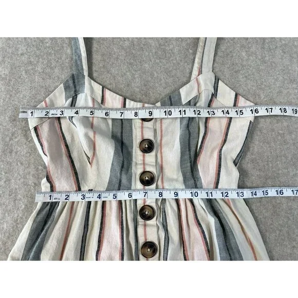 Shyanne Womens Sm Western Sundress Mini Linen Adjustable Straps Button Down - Picture 12 of 16